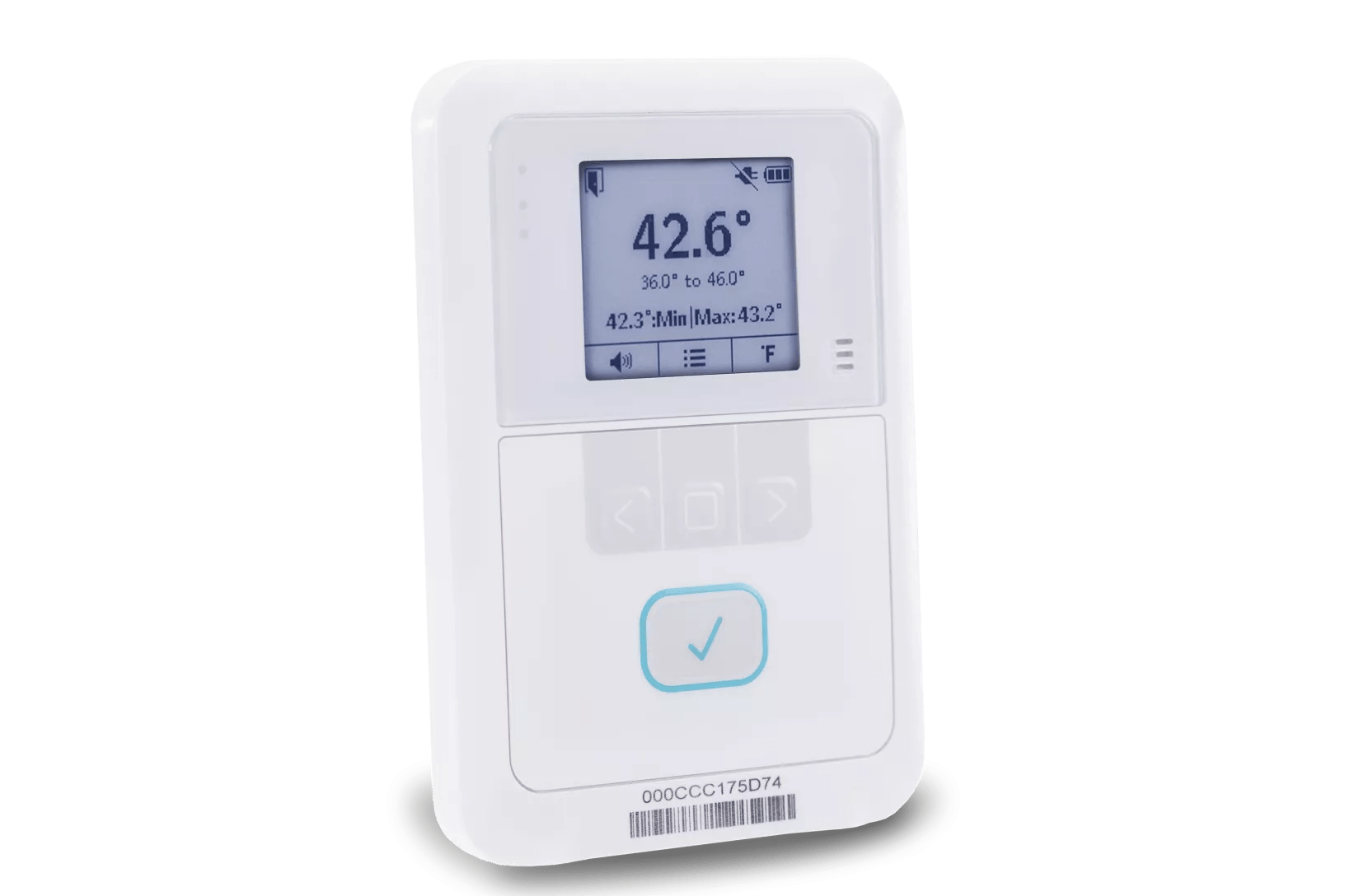 Front view of Securitas Healthcare's T15e temperature monitoring tag