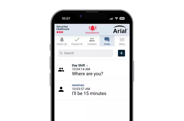 Close-up of a chat messaging on the Arial Mobile Application