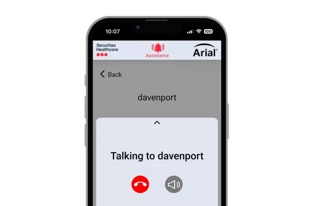 Arial Mobile Application receiving a phone call.