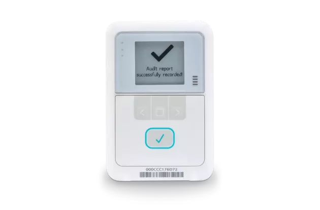Audit report digital display on Securitas Healthcare's T15h Temperature and Humidity sensor