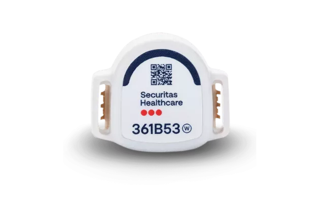 Front view of the T8p Patient Protection badge by Securitas Healthcare