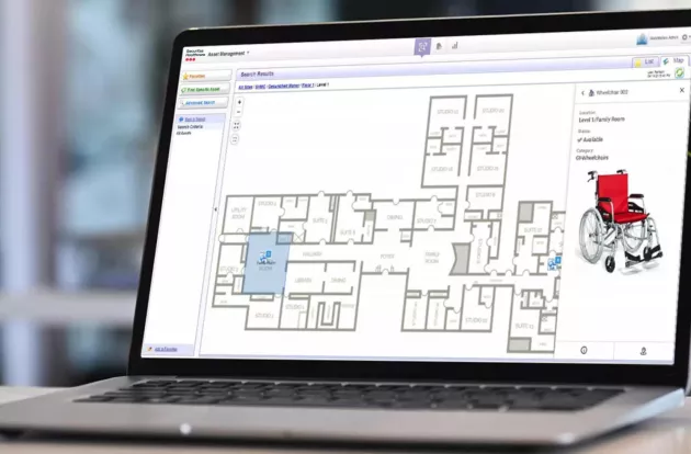 Close-up of Securitas Healthcare's Asset Management Solution on a laptop
