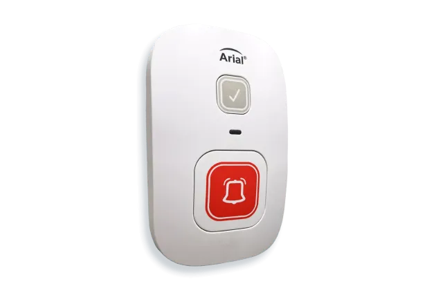Arial Wireless Call Station facing right, designed for use with Securitas Healthcare's emergency call solution