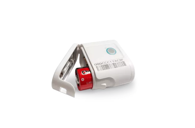 Securitas Healthcare's T12s Asset Management tag open with battery out