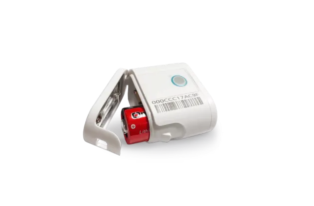 Securitas Healthcare's T12s Asset Management tag open with battery out
