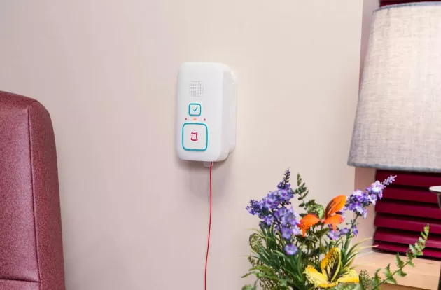 Arial Wi-Fi Emergency Call Station attached to the wall for easy resident distress alerting and monitoring.
