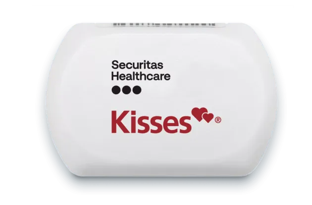 Front view of Kisses Mother Badge, for use with Securitas Healthcare's Hugs infant protection solution.