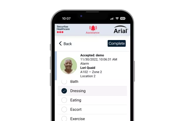 Receiving assistance through the Arial Mobile Application