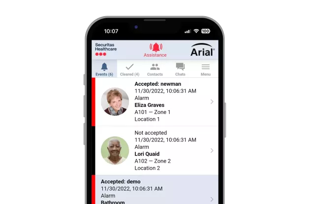 Viewing a list of accepted calls using the Arial Mobile Application