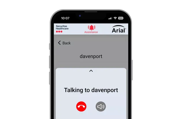 Arial Mobile Application receiving a phone call.
