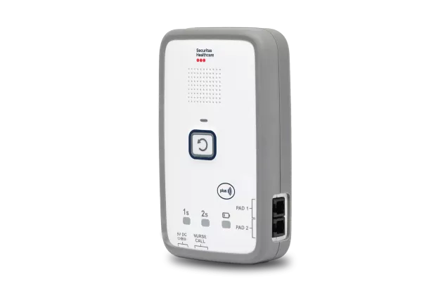 Securitas Healthcare's M210 Fall Monitor facing left.