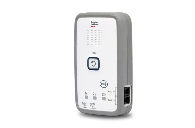 Securitas Healthcare's M210 Fall Monitor facing left.
