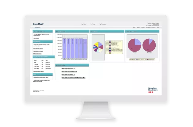 Securitas Healthcare's SpaceTRAX Software displayed on a computer monitor