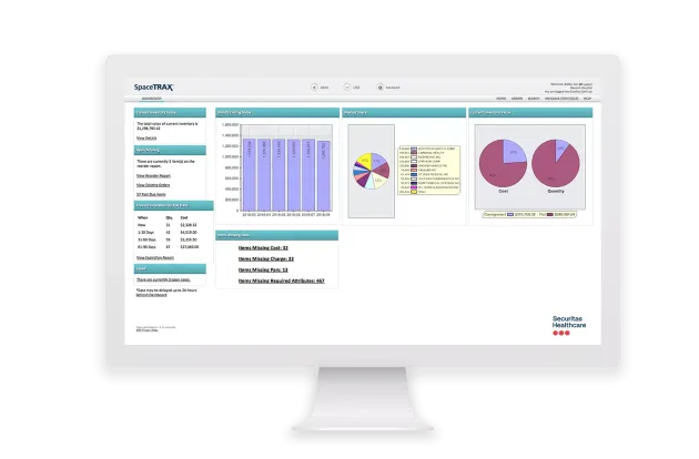 Securitas Healthcare's SpaceTRAX Software displayed on a computer monitor