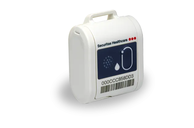 Temperature and humidity monitoring tag from Securitas Healthcare's Environmental Monitoring solution
