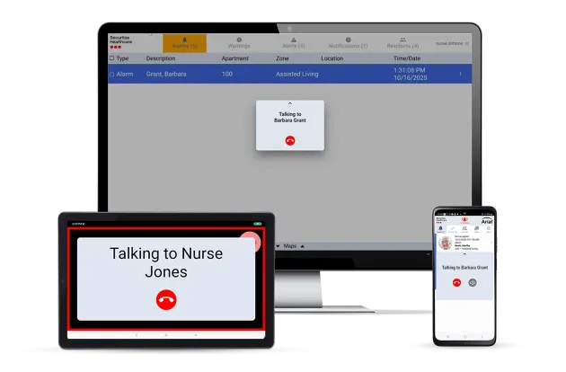 Arial Resident, a 2-way voice feature of Arial Emergency and Nurse Call from Securitas Healthcare