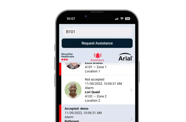 Requesting assisting using the Arial Mobile Application