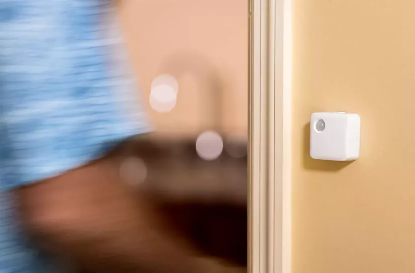 Foresite fall management motion sensor mounted to wall of resident's room