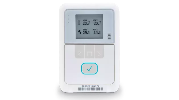 Min-Max digital display on Securitas Healthcare's T15h Temperature and Humidity sensor