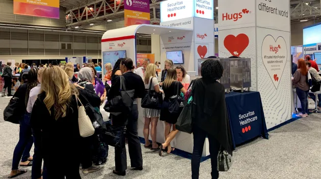 Securitas Healthcare Hugs infant protection booth at AWHONN Convention event trade show floor