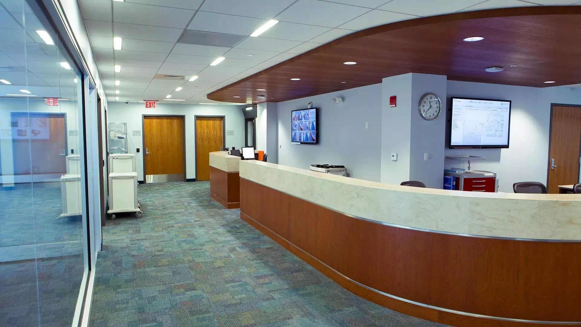 Front desk and hallway in a hospital