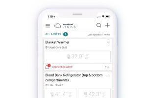 Close-up of the AeroScout Links Mobile Application on a phone