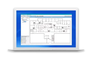 Securitas Healthcare's Location Engine for RTLS solutions displayed on a laptop