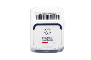 Front view of the T2sp Patient Protection badge. Securitas Healthcare.