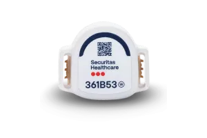 Front view of the T8p Patient Protection badge by Securitas Healthcare