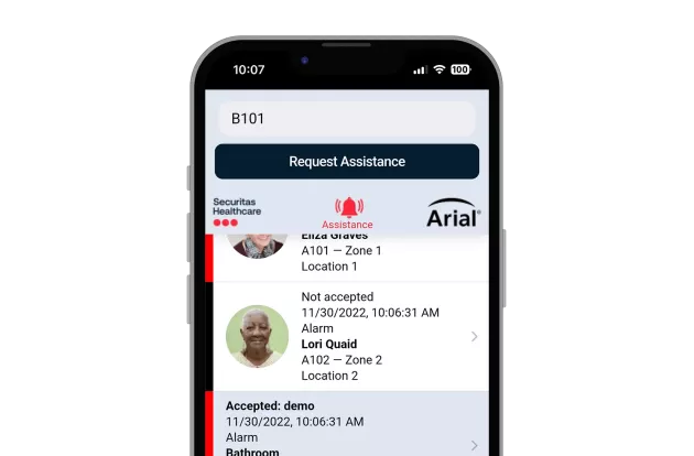 Requesting assisting using the Arial Mobile Application