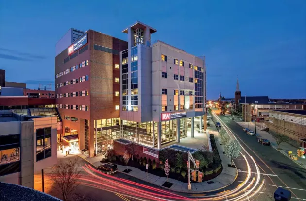 Exterior of RWJBarnabas Health (RWJ), New Jersey’s biggest healthcare provider.