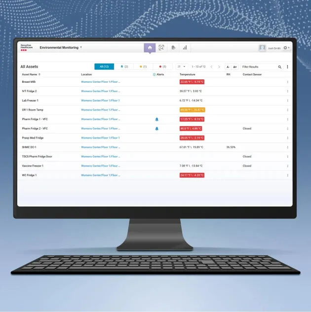 Securitas Healthcare MobileView software for Enviornmental Monitoring in hospitals and medical facilities