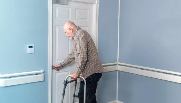 Memory care resident prevented from exiting building by WanderGuard BLUE wander management system