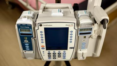 Asset tracking attached to a CareFusion pump.