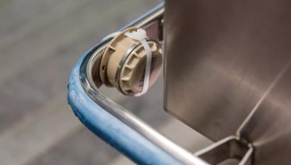 Autoclavable Asset management attached to a case cart.