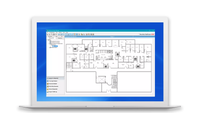 Securitas Healthcare's Location Engine for RTLS solutions displayed on a laptop