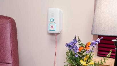 Arial Wi-Fi Emergency Call Station attached to the wall for easy resident distress alerting and monitoring.